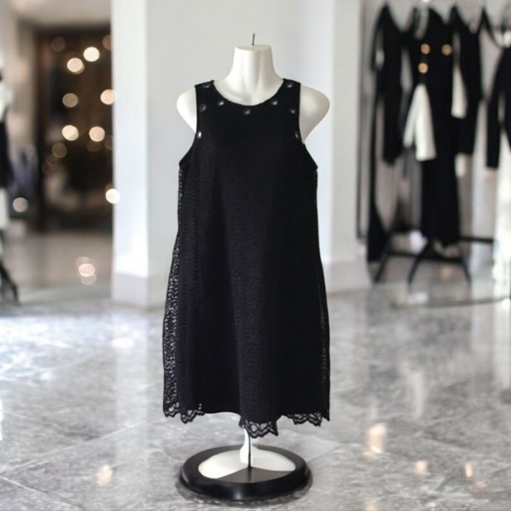 CHETTA B dress crocheted black sleeveless 10 🌹feminine sexy